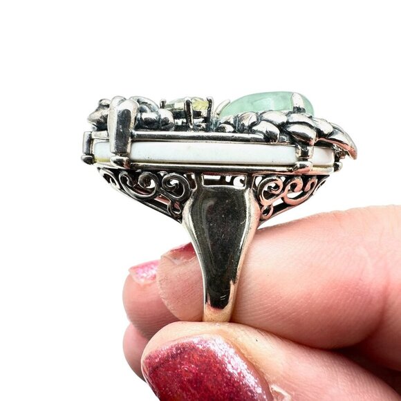 Jade of Yesteryear Womens Ring Sterling Silver Green Jade Dragon Size 6.5 - Picture 7 of 7